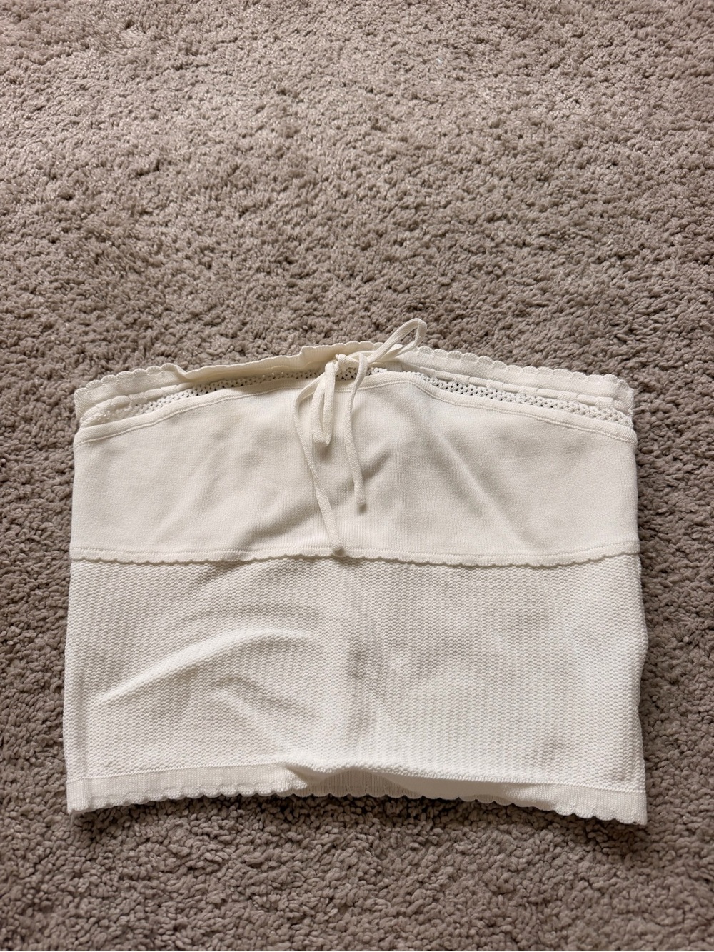 Meshki Cream Women's Knit Strapless Top
